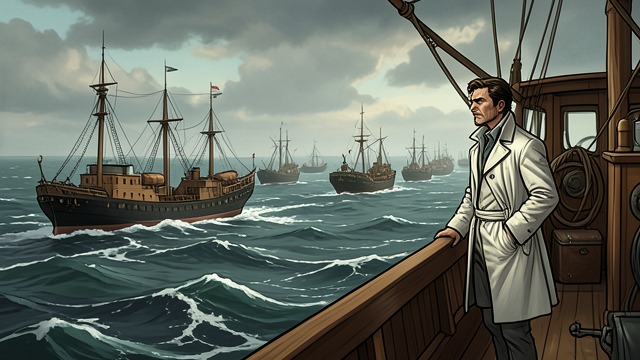 Stragglers Become Targets from "The Good Shepherd". Stragglers Become Targets A growing gap After course changes and engine trouble, several merchant ships lag behind or fall out of formation.