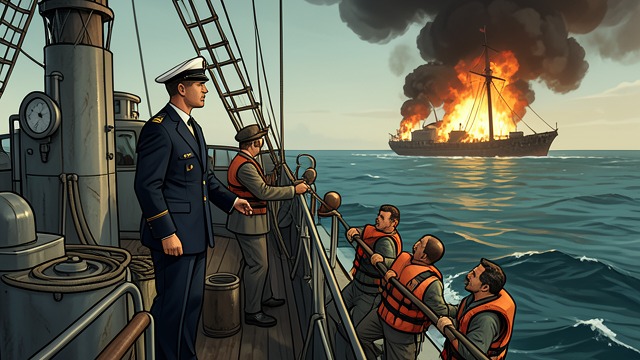 Turning for the Raft from "The Good Shepherd". Turning for the Raft Survivors in the water A voice from the sea reaches Keeling as the burning wreck explodes.