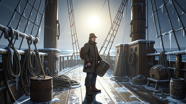 A Pale Sun at Handover from "The Good Shepherd". A Pale Sun at Handover A momentary brightness After an icebound night, a watery sun appears for only a few seconds and casts faint shadows on Keeling’s deck.