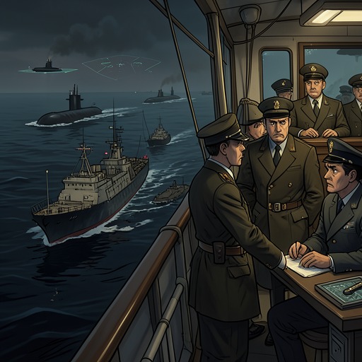 The Convoy Under Repeated Attack from "The Good Shepherd". This flow traces how scattered submarine threats turn a difficult passage into a sustained contest for the convoy’s survival.