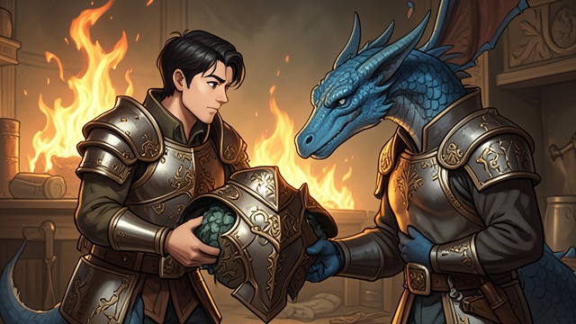 The Gift of Dragon Armor from "Eragon". The Gift of Dragon Armor An Ancient Relic Hrothgar provides armor forged before the Fall of the Riders.