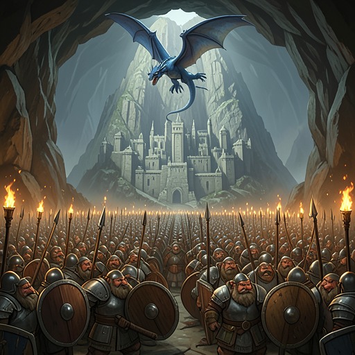 The Battle for Farthen Dûr from "Eragon". This flow follows the defensive crisis that transforms Farthen Dûr from sanctuary into the decisive battlefield of the book.