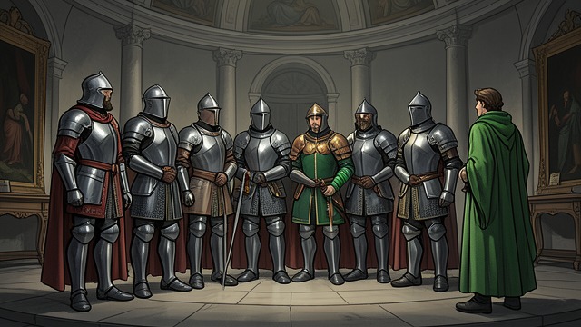 The Court’s Reassessment from "Sir Gawain and the Green Knight". The Court’s Reassessment Community Responds Arthur and the knights adopt the green band and welcome Gawain.