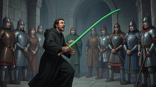 Courage Made Human from "Sir Gawain and the Green Knight". Courage Made Human A Flinch Remembered Gawain flinches at the first swing and admits he accepted a secret safeguard.