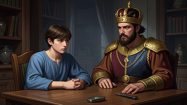 A Nephew at Court from "Sir Gawain and the Green Knight". A Nephew at Court Close to the King Gawain sits beside Arthur at the high table, occupying a trusted position within the royal household.