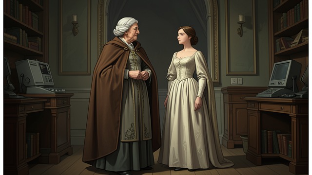 The Older Lady from "Sir Gawain and the Green Knight". The Older Lady A Contrasting Presence At the castle, the older woman appears beside the young Lady Bertilak.