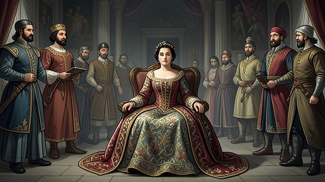 The Queen at the Feast from "Sir Gawain and the Green Knight". The Queen at the Feast Courtly Center Guinevere sits prominently at the Christmas feast, embodying the court’s beauty and ceremonial order.