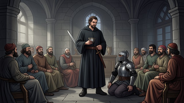 The Host Reconciled from "Sir Gawain and the Green Knight". The Host Reconciled Courtesy Renewed Bertilak praises Gawain and invites him back to the castle. The challenger does not seek permanent enmity.