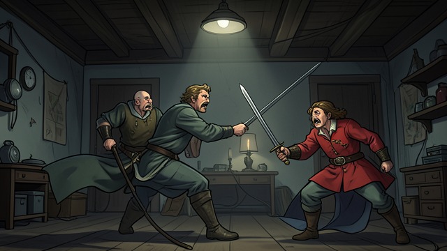The First Feint from "Sir Gawain and the Green Knight". The First Feint A Test of Nerve The Green Knight swings hard but stops short. Gawain flinches, and the challenger reproaches him for it.