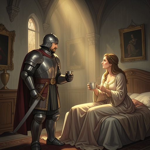 Gawain and Lady Bertilak from "Sir Gawain and the Green Knight". This thread follows the delicate relationship between Gawain’s courteous resistance and Lady Bertilak’s escalating attention.