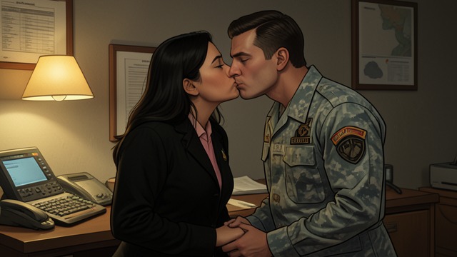 A Farewell in the Office from "Serious Men". A Farewell in the Office A Final Gesture Oparna kisses Acharya on the forehead after the external laboratories fail to find life.