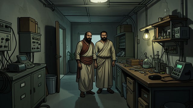 The Basement Office from "Serious Men". The Basement Office A Place to Continue Ayyan helps Acharya return to the basement laboratory after the new regime orders him to leave.