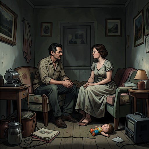 Ayyan and Oja’s Household from "Serious Men". The marriage of Ayyan and Oja is shaped by cramped poverty, mismatched hopes, tenderness, and the strain of a secret that Ayyan will not disclose.