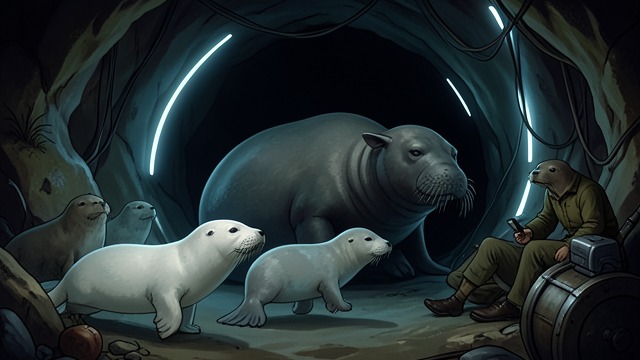 A People on the Move from "The Jungle Book". Following the White Seal First Migration Thousands follow Kotick through the Sea Cow's tunnel to the protected beaches.