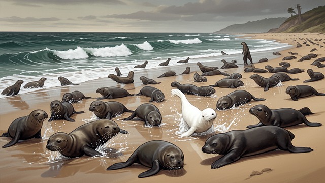 The Nursery Companions from "The Jungle Book". Shared Play Collective Childhood Kotick plays with thousands of young seals on the beaches of Novastoshnah.