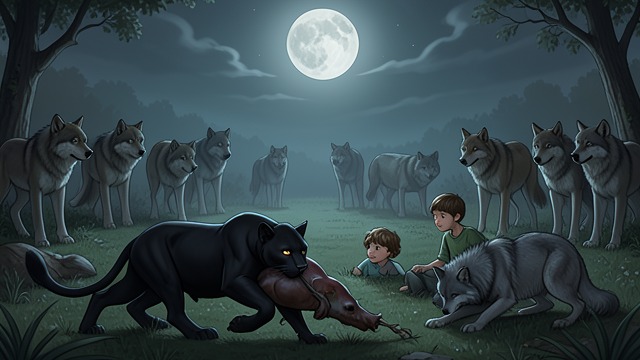 A Purchased Bond from "The Jungle Book". The Panther Pays A Public Risk Bagheera spends a bull to secure Mowgli's life before the Pack.