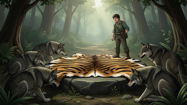 Return with Proof from "The Jungle Book". The Hide on Council Rock Keeping the Promise Mowgli returns with Shere Khan's hide and lays it where Akela once led.