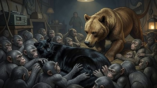 Mass Against Skill from "The Jungle Book". Numbers Without Courage Swarming Attack The monkeys overwhelm Bagheera through sheer numbers and threaten Baloo with the same tactic.