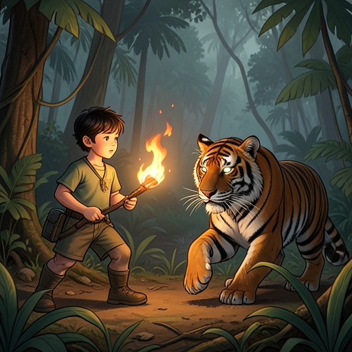 Mowgli and Shere Khan from "The Jungle Book". This flow follows the rivalry between Mowgli and Shere Khan from threatened infancy to deliberate vengeance.