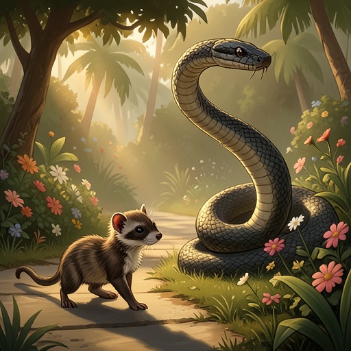 Rikki-Tikki-Tavi's Garden War from "The Jungle Book". This flow traces Rikki-tikki-tavi's defense of a human household against a coordinated snake threat.