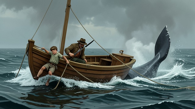 First Panic from "Moby-Dick". First Panic Contact with Violence A whale's sudden movement throws Pip from the boat.