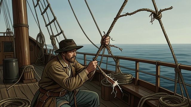 Broken Log-Line from "Moby-Dick". Broken Log-Line Final Measurement Fails The rotten log-line snaps, removing another means of locating speed and distance.