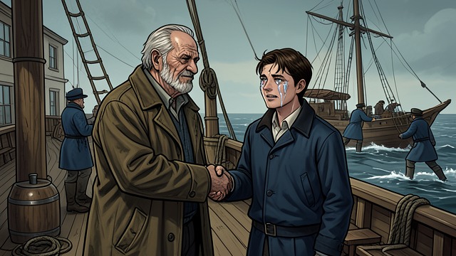 Last Handclasp from "Moby-Dick". Last Handclasp Emotional Farewell Captain Ahab admits his age, marriage, lost years, and desire for home. Starbuck responds with tears and urges retreat.