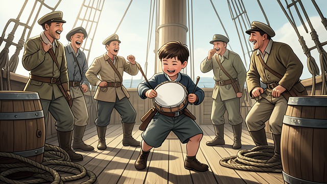 Cheerful Ship Boy from "Moby-Dick". Cheerful Ship Boy Festive Presence Pip enters the shipboard world through tambourine, songs, jokes, and holiday energy.