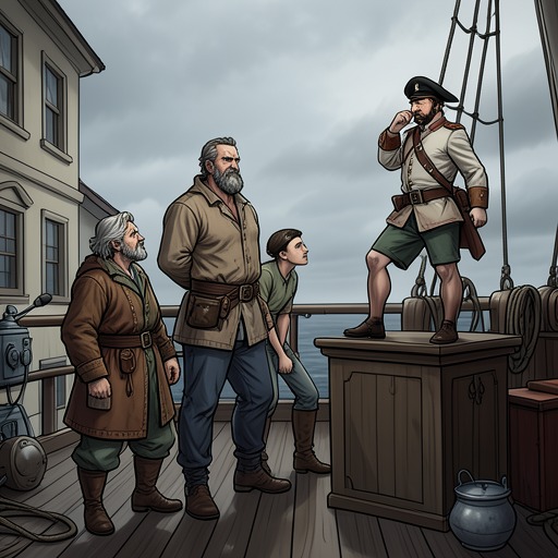 The Fate of the Pequod's Officers from "Moby-Dick". This flow contrasts the three mates' distinct temperaments as each is absorbed into Captain Ahab's fatal command.