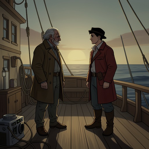 Ahab and Starbuck from "Moby-Dick". This flow traces the emotional and political bond between Captain Ahab and Starbuck as resistance, pity, and obedience become inseparable.
