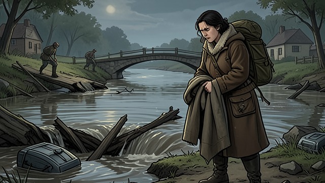 The Coat as Decoy from "Ofrenda a la tormenta". The Coat as Decoy Reconsidering the disappearance Amaia returns to the river crossing and studies the flood damage.
