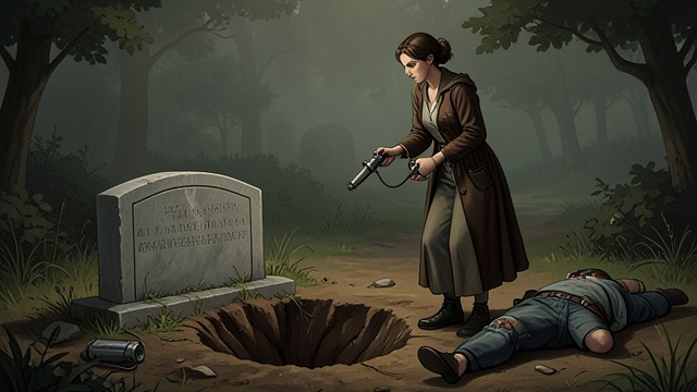 The Exploded Tomb from "Ofrenda a la tormenta". The Exploded Tomb A desperate attempt Yolanda uses old mining explosive to blow open the family grave.