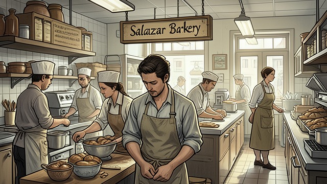 A Business Rebuilt from "Ofrenda a la tormenta". A Business Rebuilt Ros’s achievement Ros revives the Salazar Bakery and secures major contracts that Flora once pursued unsuccessfully.