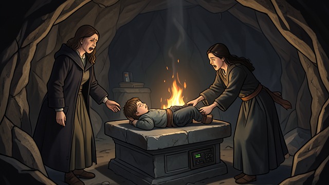 Rosario Takes Ibai from "Ofrenda a la tormenta". Rosario Takes Ibai An attempted sacrifice Rosario and Berasategui take Ibai to the cave and prepare a ritual that would kill him.