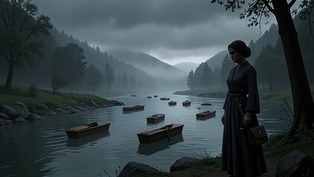 The River as a Clue from "Ofrenda a la tormenta". The River as a Clue A remembered image Amaia dreams of empty coffins and hears the demand to clean the river.