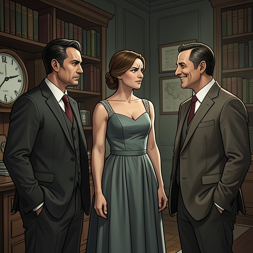 The Romantic Triangle from "Ofrenda a la tormenta". Amaia’s attraction to Markina, her commitment to James, and Jonan’s warning form an emotional conflict that tests her judgment.