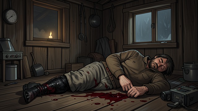 Gangrene Returns from "The Narrow Road to the Deep North". A Wound Reopens A Familiar Patient Jack Rainbow is brought to the ulcer hut with fresh bleeding and advanced gangrene at the remains of his leg.