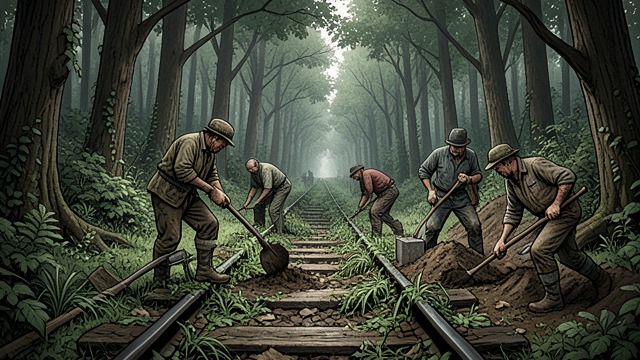 Jungle Reclaims the Track from "The Narrow Road to the Deep North". The Line Disappears Abandonment After the war, the railway loses its military purpose.