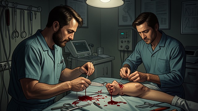 The Artery Gives Way from "The Narrow Road to the Deep North". A Second Crisis Bleeding Resumes Blood begins to seep through the wound and then pours from it.
