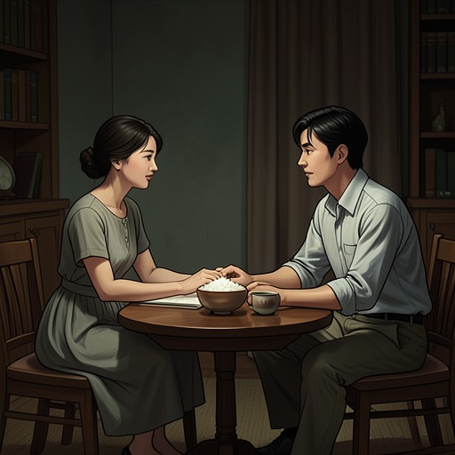 Ikuko and Nakamura’s Domestic Bond from "The Narrow Road to the Deep North". This flow follows Ikuko Nakamura’s care for Tenji Nakamura and his attempt to understand goodness through the ordinary intimacy of family life.
