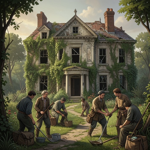 The Estate Becomes a Commune from "Black Box". The derelict Gideon estate changes from a symbol of inherited power into a shared place of labor and improvised belonging.