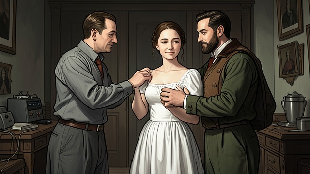 An Object of Dispute from "Black Box". Visibility with Consequences A power contest The new host dismisses the narrator, while the Designated Mate keeps an arm around her.
