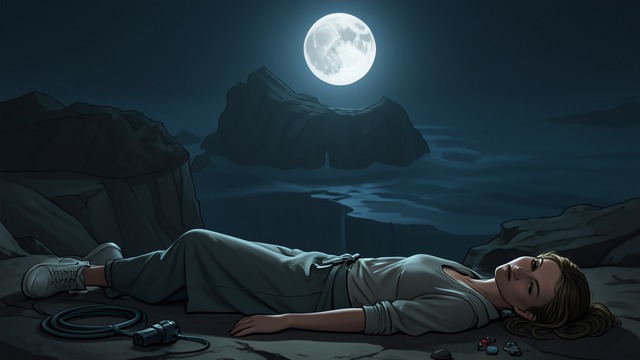 The Moon Below the Cliff from "Black Box". A Light Across Isolation Stillness in the dirt After being left behind, the narrator lies on the ground in darkness and sees that the moon shines everywhere.