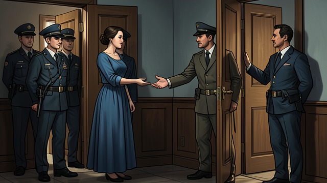 Audrey Leaves Under Arrest from "Towards Zero". A Departure That Looks Like Defeat The warrant served Battle tells Audrey she is under arrest for Lady Tressilian’s murder.