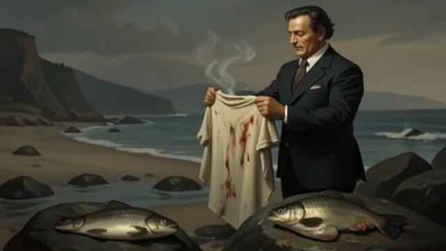The Cleaner’s Parcel from "Towards Zero". A Clue Falls Outside the House A mistake beyond police control A cleaner gives MacWhirter the wrong suit, bearing a stain and smell from the shore rocks.