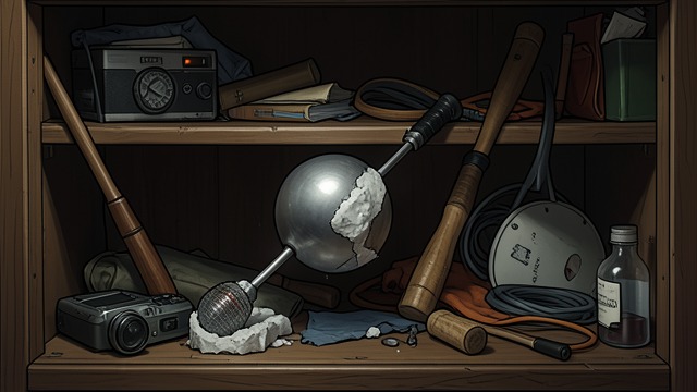 A Racket Reconstructed from "Towards Zero". The Modified Racket A hidden instrument The racket head is sawn off and the steel ball attached to its handle with surgical plaster.