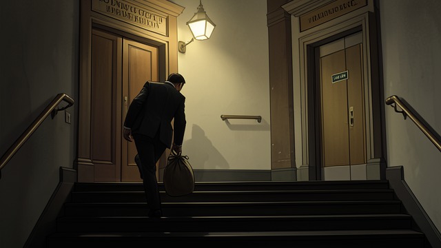 A Walk Up the Stairs from "Towards Zero". The Lift Notice A supposed breakdown At the Balmoral Court, Treves sees an out-of-order notice on the lift and begins climbing to his upper-floor rooms.