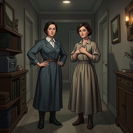 The Women’s Unequal Triangle from "Towards Zero". Kay and Audrey are placed in a rivalry that reflects their different fears, forms of power, and relationships with Nevile.