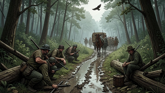 Convoy Ambush from "War and Peace". The Guerrilla Strike Vasily Denisov and Fyodor Dolokhov plan an attack on a French convoy carrying Russian prisoners.