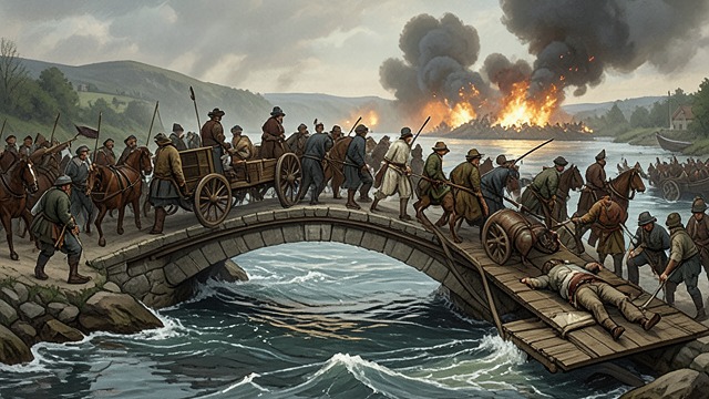 Bodies in Battle from "War and Peace". The Human Material of War The Russian army crosses the Enns amid congestion, cannon fire, wounded men, and the struggle to save a bridge.